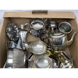Collection of silver plate, to include tea pot, milk jugs, boxes, escargot dishes etc