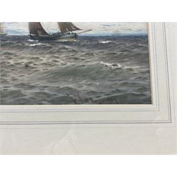 William Thomas Nichols Boyce (British 1858-1911): Tall Ship and Yawl off the Coast, watercolour signed and dated 1907, 32cm x 42cm