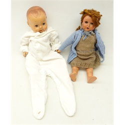  Rosebud composite doll and another similar, H41cm (2)  