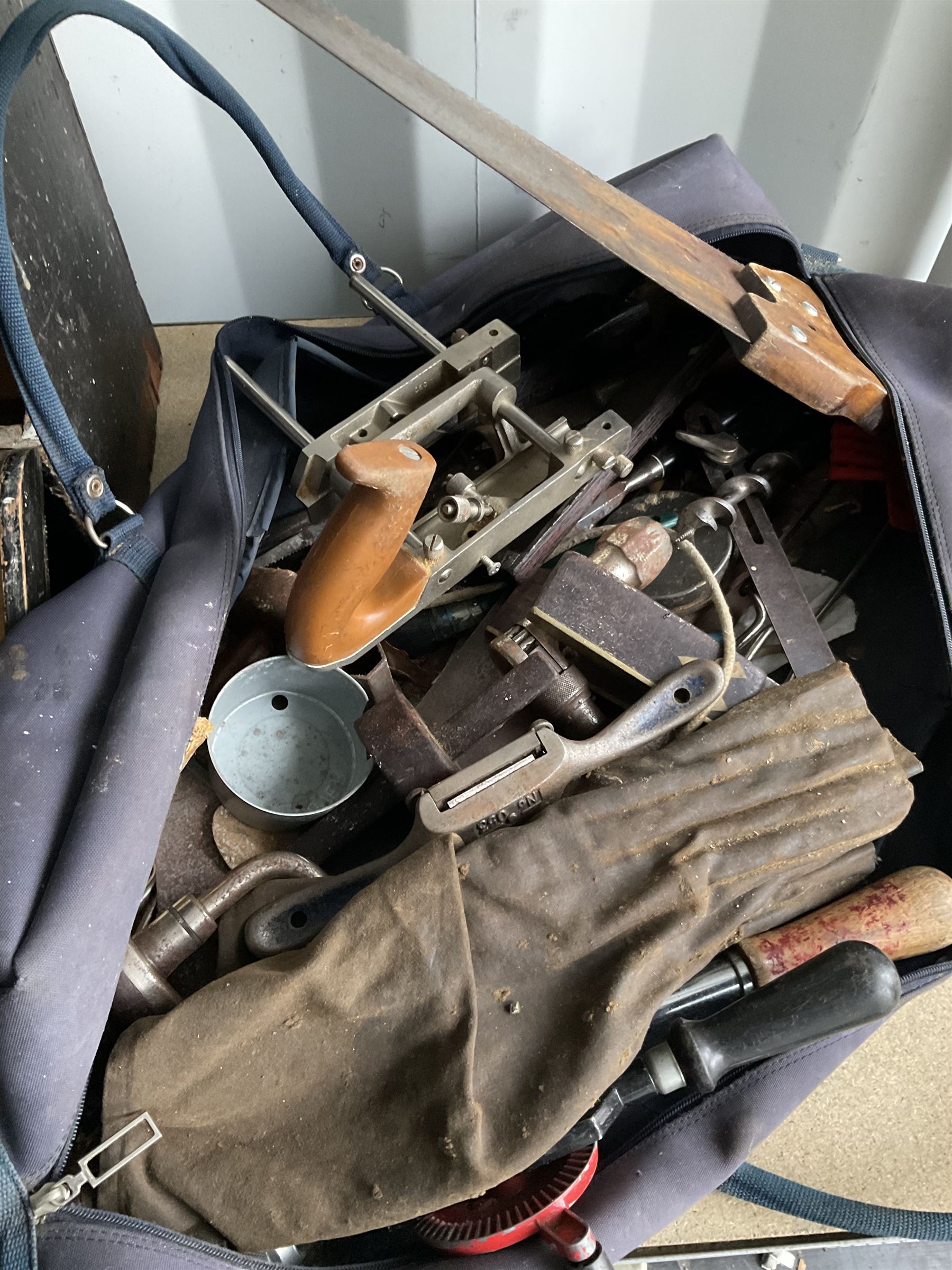 Quantity of vintage woodworking tools like saws, planes, drills, chisels and other  - THIS LOT IS TO BE COLLECTED BY APPOINTMENT FROM DUGGLEBY STORAGE, GREAT HILL, EASTFIELD, SCARBOROUGH, YO11 3TX