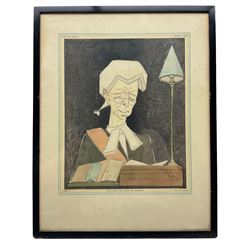 Edmond Xavier Kapp (British 1890-1978): ‘The Hon Mr Justice Avory’ ‘Sir Edward Marshall-Hall’ Judges, two lithographs one signed in pencil and dated 1925,  together with a similar watercolour max 28cm x 20cm (3)