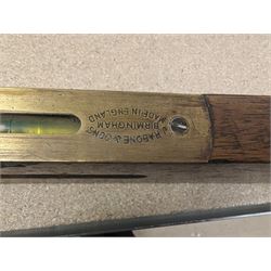 Staffordshire style Dick Turpin figure, wooden box, metal box, Rabone & Sons level, first day covers and other stamps