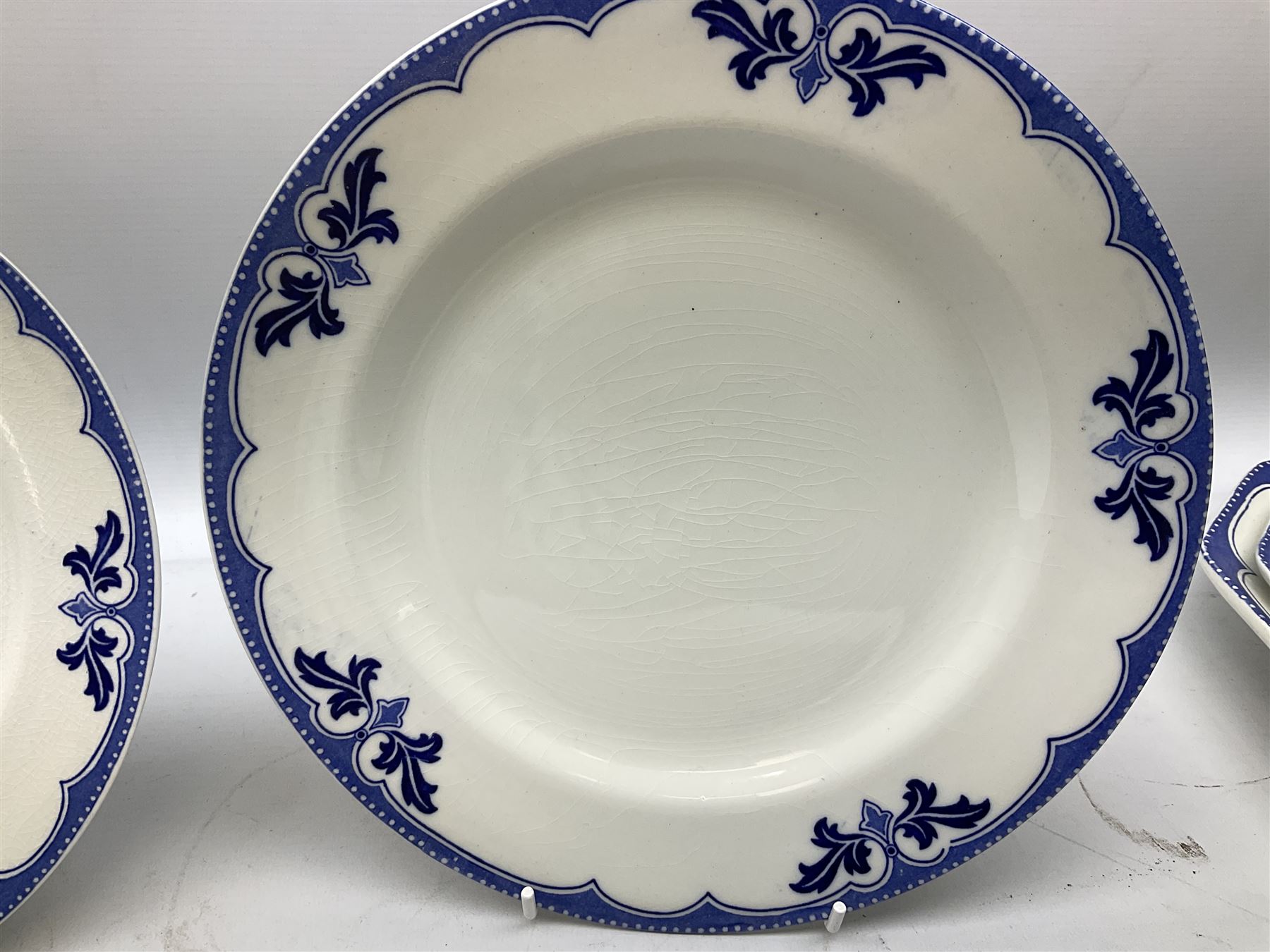 Burgess and Leigh Middleport pottery dinner wares decorated in the ‘Milford’ pattern, to include lidded tureens, graduated meat plates, dinner plates etc 