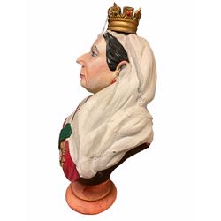 Large composite bust of Queen Victoria, upon socle base, H77.5cm 
By repute: From the Queen Victoria pub Uxbridge London 