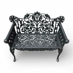 Victorian design heavy cast iron garden bench, rams head detail