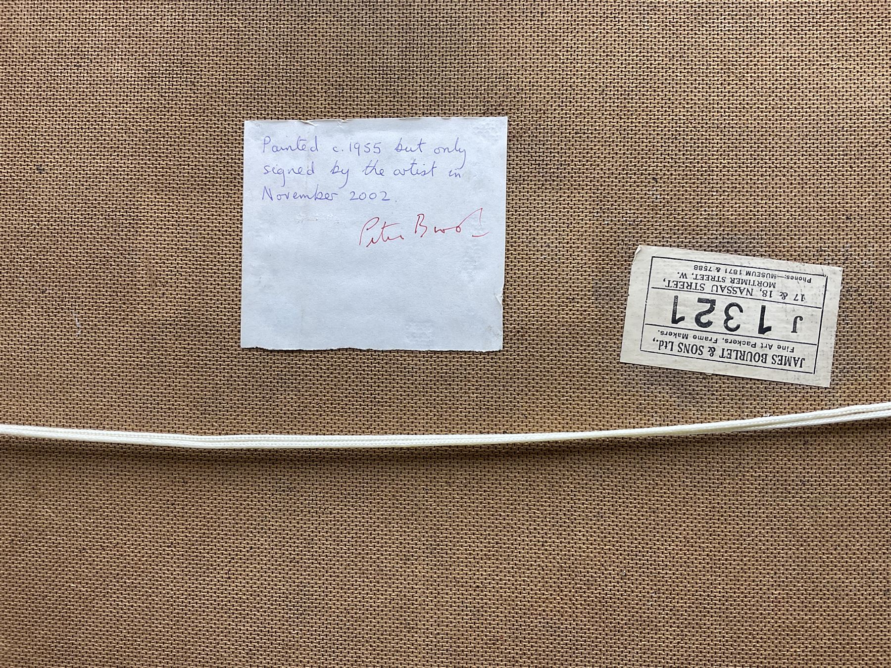 Peter Brook (Northern British 1927-2009): Telegraph Wires at the Road Junction, oil on board signed, dated by the artist c1955 on hand written verso 75cm x 50cm
Provenance: West Yorkshire dec'd estate; the deceased was good friends with the artist.