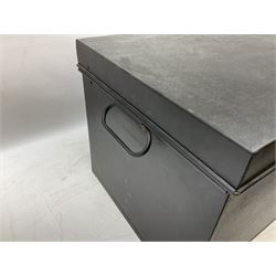 Black metal box, with key, L50cm, H32cm D35cm