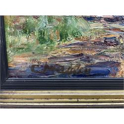 Attrib. Charles McAuley (Irish 1910-1999): 'A Walk in the Glens of Antrim', oil on canvas bears signature, titled verso 44cm x 54cm