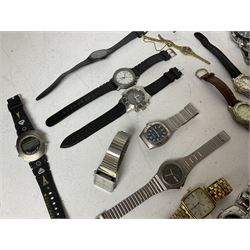 Collection of gentleman's wristwatches, including Swatch, Casio, Timex and Sekonda examples