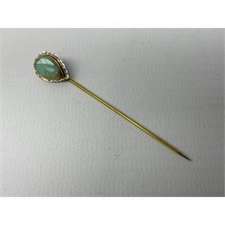 Gold pear shaped turquoise stick pin