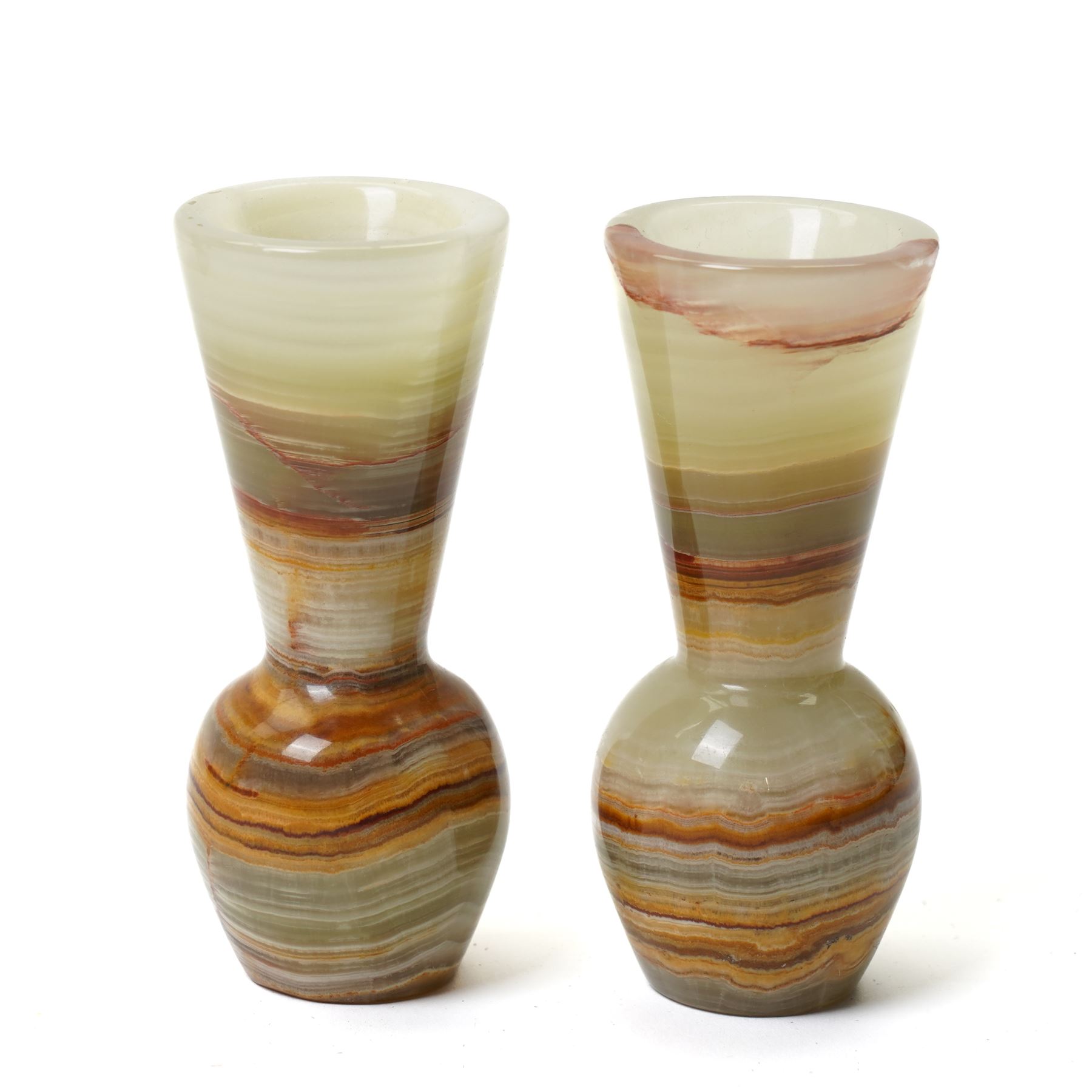 Set of five onyx vases, tallest H40cm