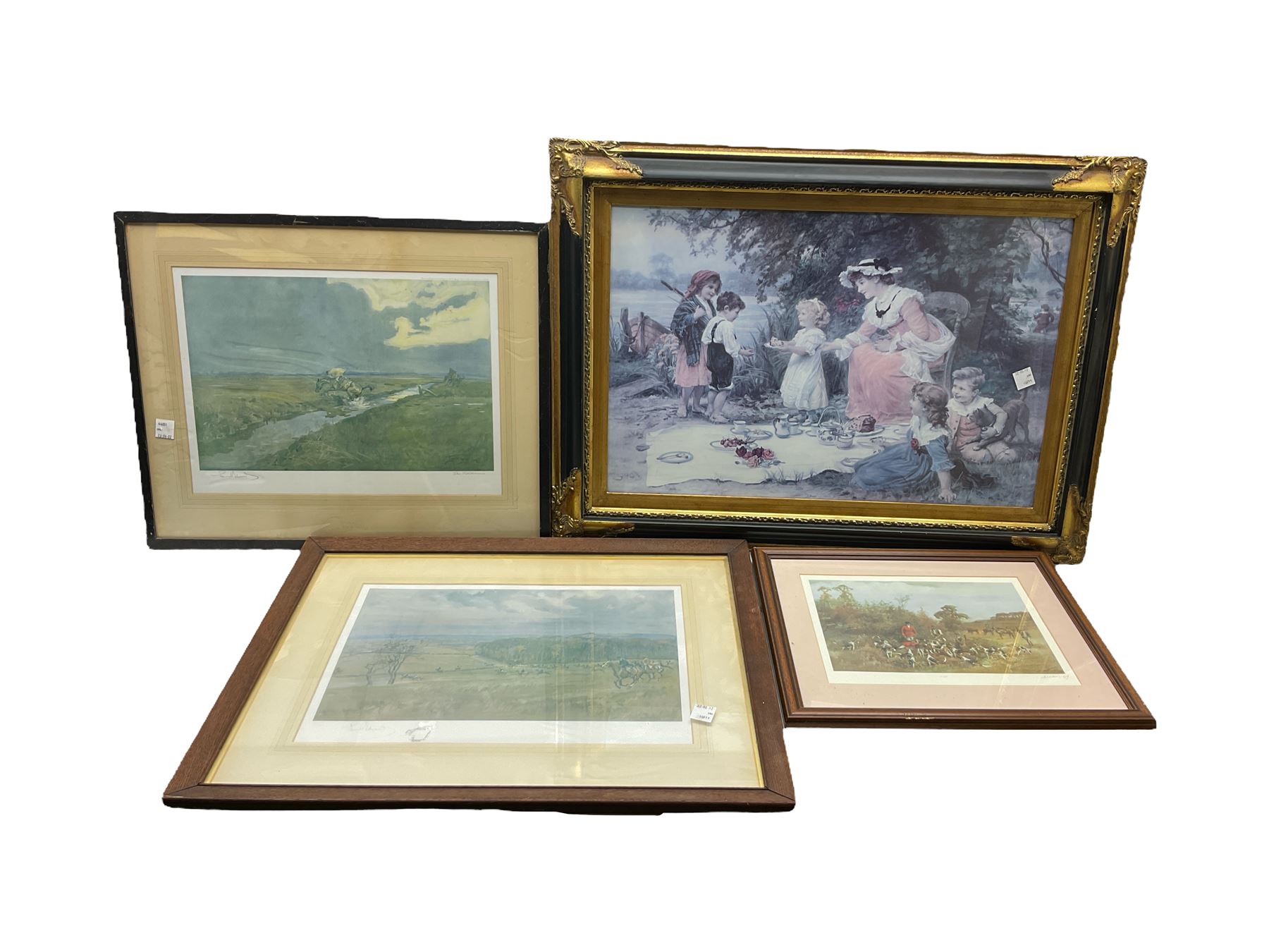Lionel Edwards (British 1878-1966): 'The Holderness' and The Hunt, two colour prints signed in pencil; Thomas Ivester Lloyd (British 1832-1942): Going to Ground, colour print signed in pencil, together with a further large print (4)