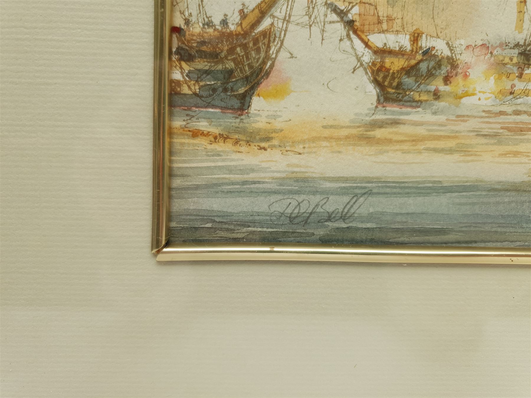 David C Bell (British 1950-): The Battle of Trafalgar, watercolour signed 14cm x 21cm