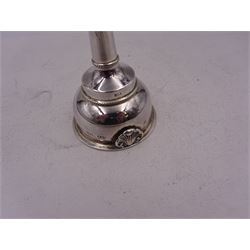 Modern silver wine funnel, of typical form, with oblique gadrooned rim, and shell decoration, hallmarked Laurence R Watson & Co, Birmingham 1989