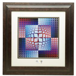 After Victor Vasarely (Hungarian 1906-1997): 'Quasar-Zett', colour print 36cm x 36cm