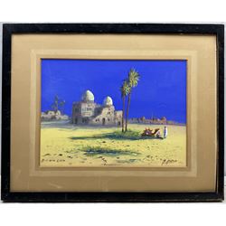 R Rappini (Early 20th century): 'Ruins near Giza', gouache signed and titled 27cm x 37cm; HWM (British late 19th century): 'Harpsden Court Oxon', watercolour signed with initials titled and dated 1896, 22.5cm x 29cm (unframed) (2)
