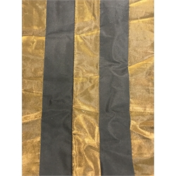  Pair black and gold lined curtains (Drop - 214cm, W300cm) and pair matching interlined curtains (Drop - 132cm, W100cm) with pelmets  