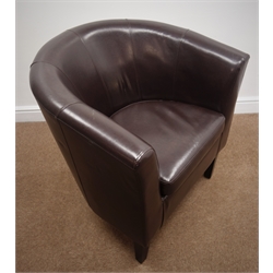  Tub chair upholstered in dark brown, W76cm  