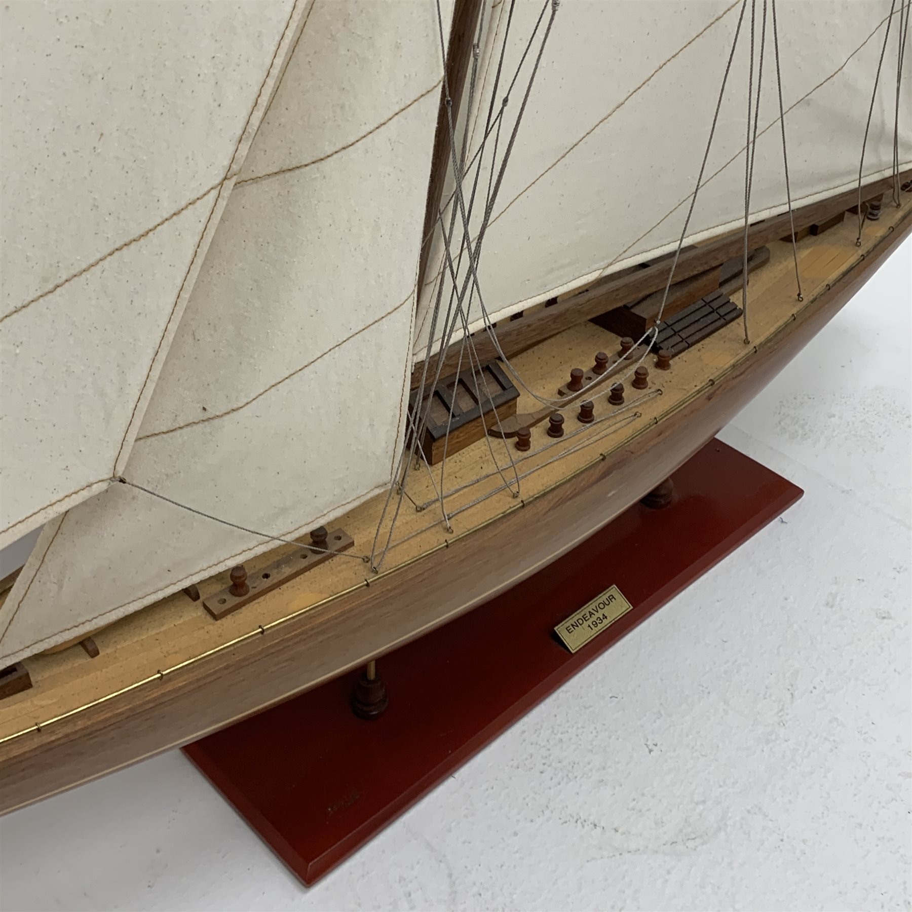 Bespoke Oak Furniture model of a 1930s J Class Americas Cup Challenger