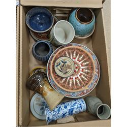 Country Artists Elephant figure, glass horse racing trophies, studio pottery and a collection of other ceramics and glassware, in four boxes