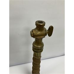 Brass fire hose coupling/nozzle, stamped 'K. Kutter, Fluntern, Zurich', l45.5cm