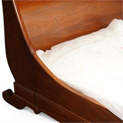 Simon Horn -  6' superking Santos rosewood sleigh bed with Vi Spring base, scrolled headboard and footboard, scrolled supports