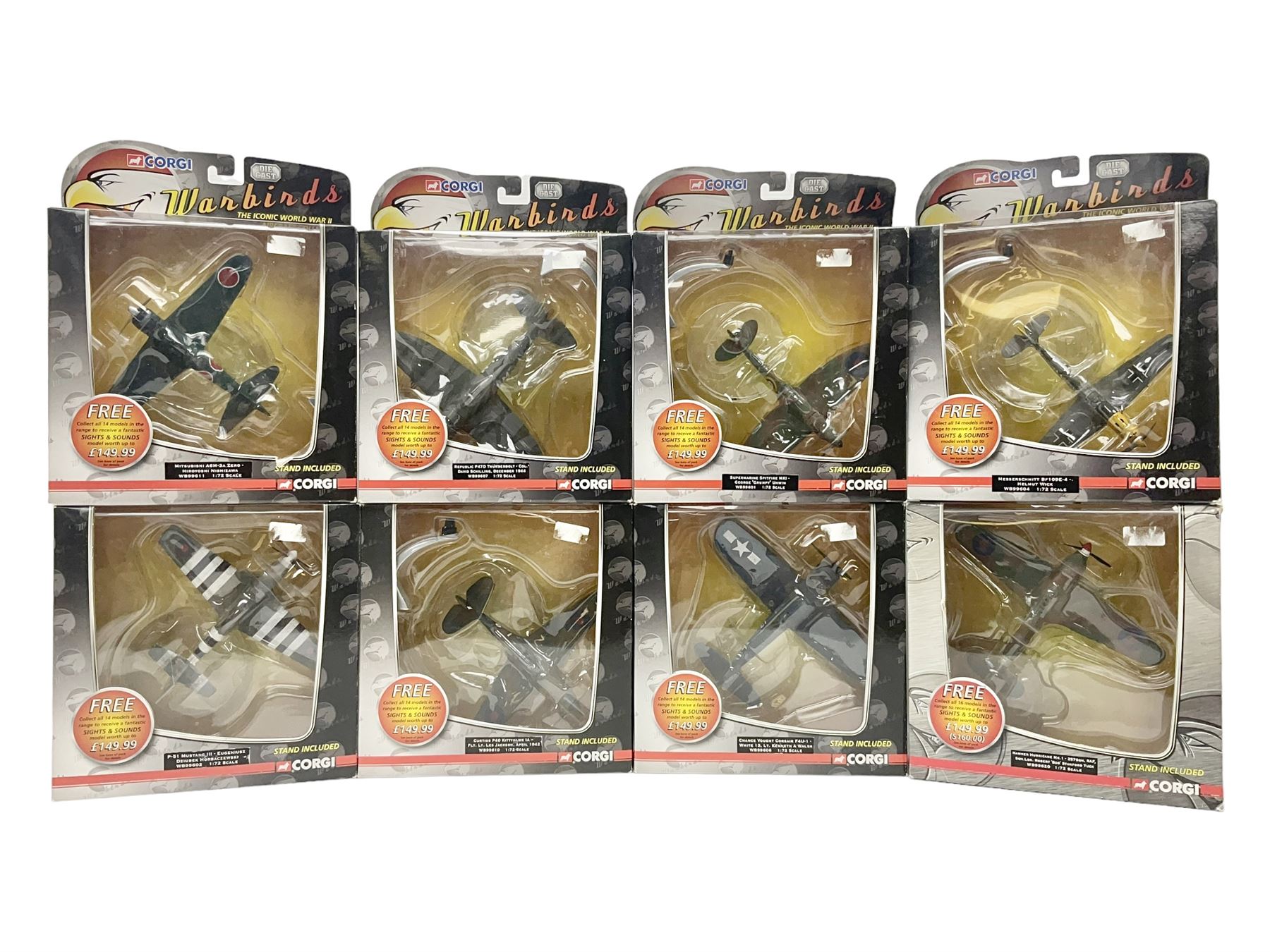 Corgi Aviation Archive Warbirds - seven series one and one series two, all boxed (8)