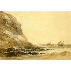 Henry Barlow Carter (British 1804-1868): Shipping in Distress off the Coast, watercolour signed 18cm x 26cm