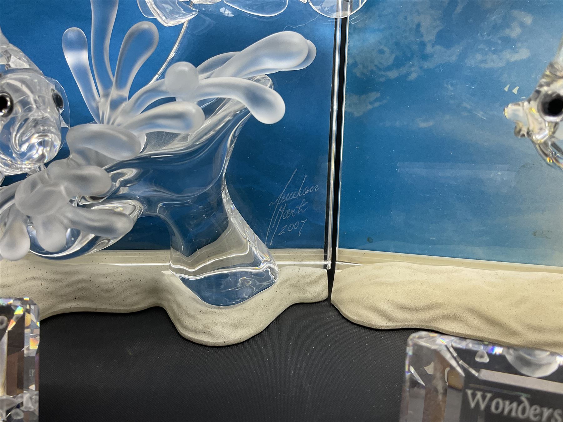 Swarovski Crystal, Wonders of the Sea Trilogy: 'Eternity', 'Community' and 'Harmony', all with stands and plaques, H20cm
