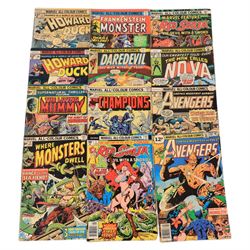Collection of Bronze Age and later Marvel comic books, titles including  The Invincible Iron Man, The Champions, Captain Marvel, Captain America and The Falcon, War of the Worlds, Man Called Nova, Red Sonja, Skull the Slayer, The Living Mummy, The Frankenstein Monster, The Tomb of Dracula, The Human Torch, etc 