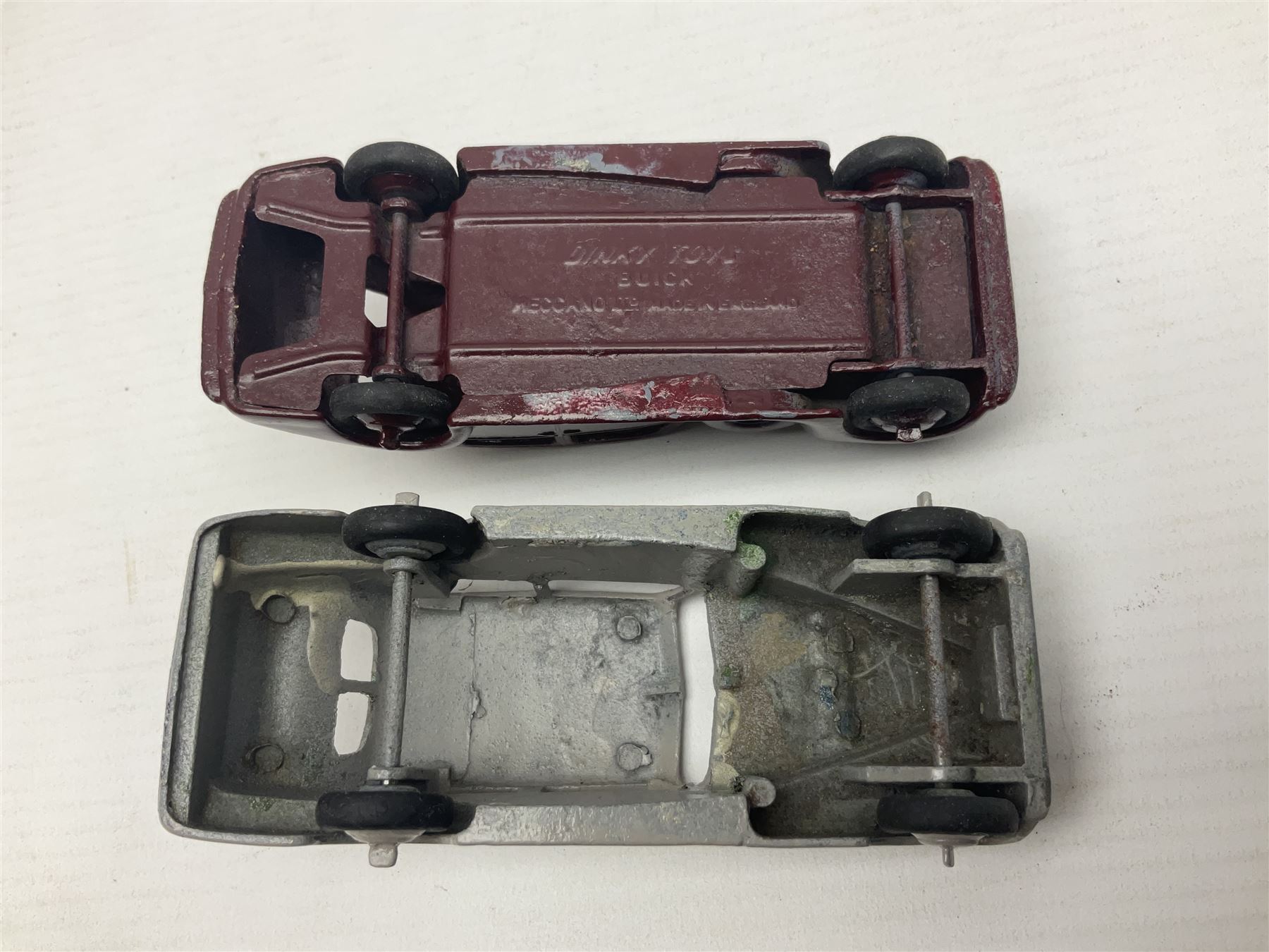 Eleven unboxed and playworn early die-cast models including Dinky Packard, Buick, two Jaguar Mark X and estate wagon, Corgi Mercedes-Benz 300S.L. Roadster, Ford Thunderbird, Citroen DS19 and Bentley Continental Sports Saloon, Spot-On Armstrong Siddeley Sapphire etc; all unboxed (11)