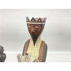 Leonard Stockley; two studio pottery figures modelled as a king and queen, both signed beneath,  H35cm