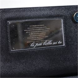 Dolce & Gabbana - 'Sicily Clock’ Medium Bag, from the Fairytale collection (Autumn/Winter 2016), in structured black textured leather, the front elaborately applied with a jewelled clock-face motif and floral embellishments, with top handle and detachable shoulder or crossbody strap, a limited production piece, unused with original box and dust bag