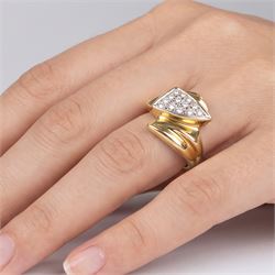 14ct yellow and white gold cubic zirconia abstract design ring