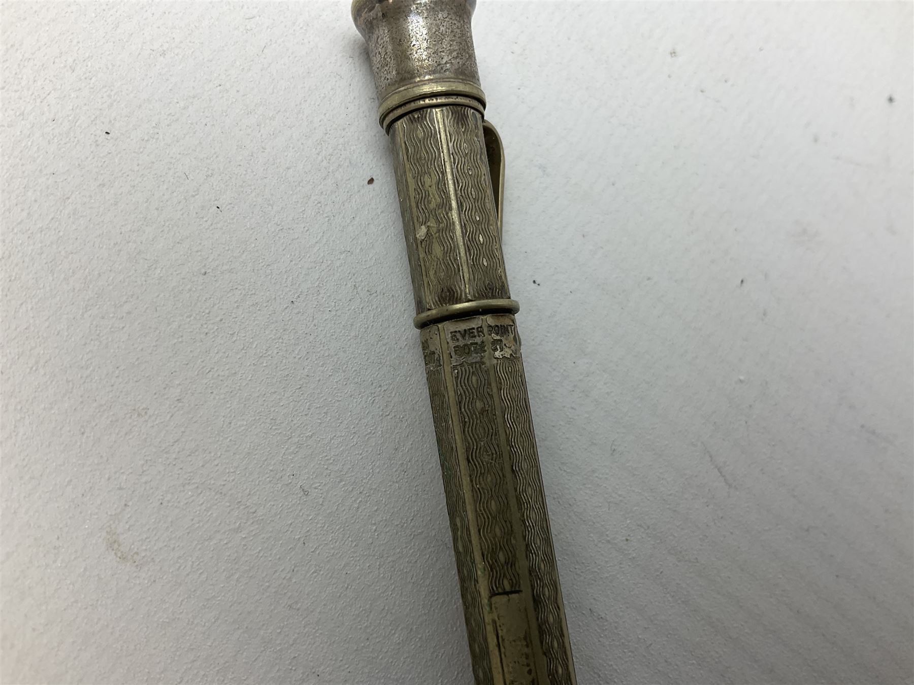  Silver Waterman's Ideal fountain pen with textured decoration, stamped Sterling, together with other fountain pens with gold nibs to include 14ct gold examples, together with further pens to include ballpoint examples