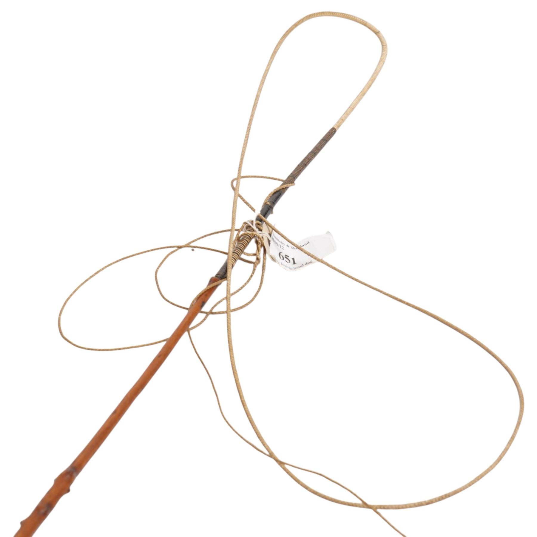 Swaine & Adeney( London) - 20th century yew coaching whip, silver ferrule engraved 'A.N.F Spicer From E.K Fownes' and silver butt end engraved 1912, hallmarked London, L160cm