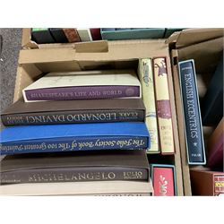 Large collection of Folio Society society books on various subjects, including Pepys Diary 1660-1669 in 3 volumes, Shakespeare eight volumes, Catherine the Great, Enigma etc, in six boxes 