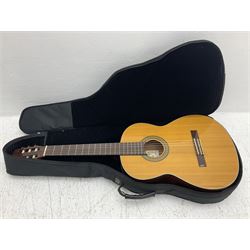 Nagoya Suzuki Model SC240 acoustic guitar with mahogany back and ribs and spruce top, bears label, L101cm; in soft carrying case