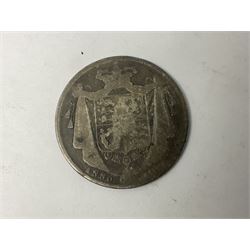 Collection of Great British and World coins, including Great British pre-1947 silver coins, pre decimal coinage, commemorative coins, Queen Elizabeth II 'Souvenir of Thoresby Hall' unofficial coin set etc