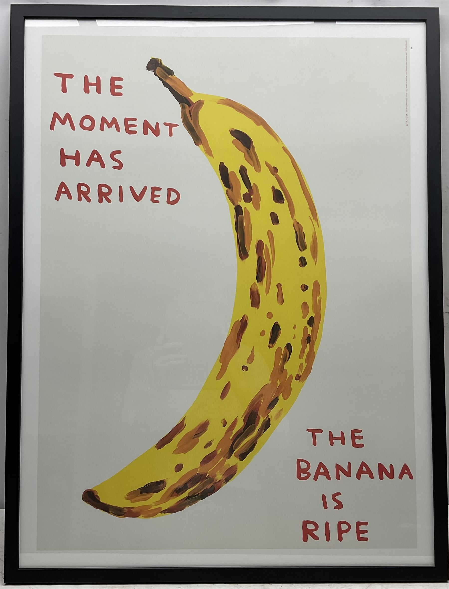 David Shrigley OBE (British 1968-): 'The moment has arrived - The banana is ripe', offset lithographic poster 79cm x 59cm