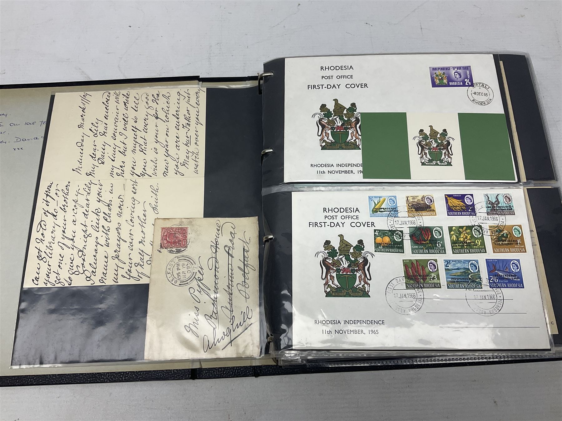 Postal history including air mail, telegrams, covers with 'Privy Purse Buckingham Palace' stamp, first day covers etc, housed in two ring binder folders