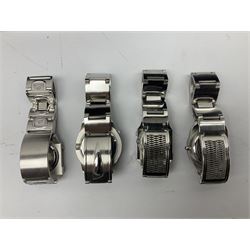 Four X Data stainless steel wristwatches, two Marc Gay wristwatches and one other, all with cover plates