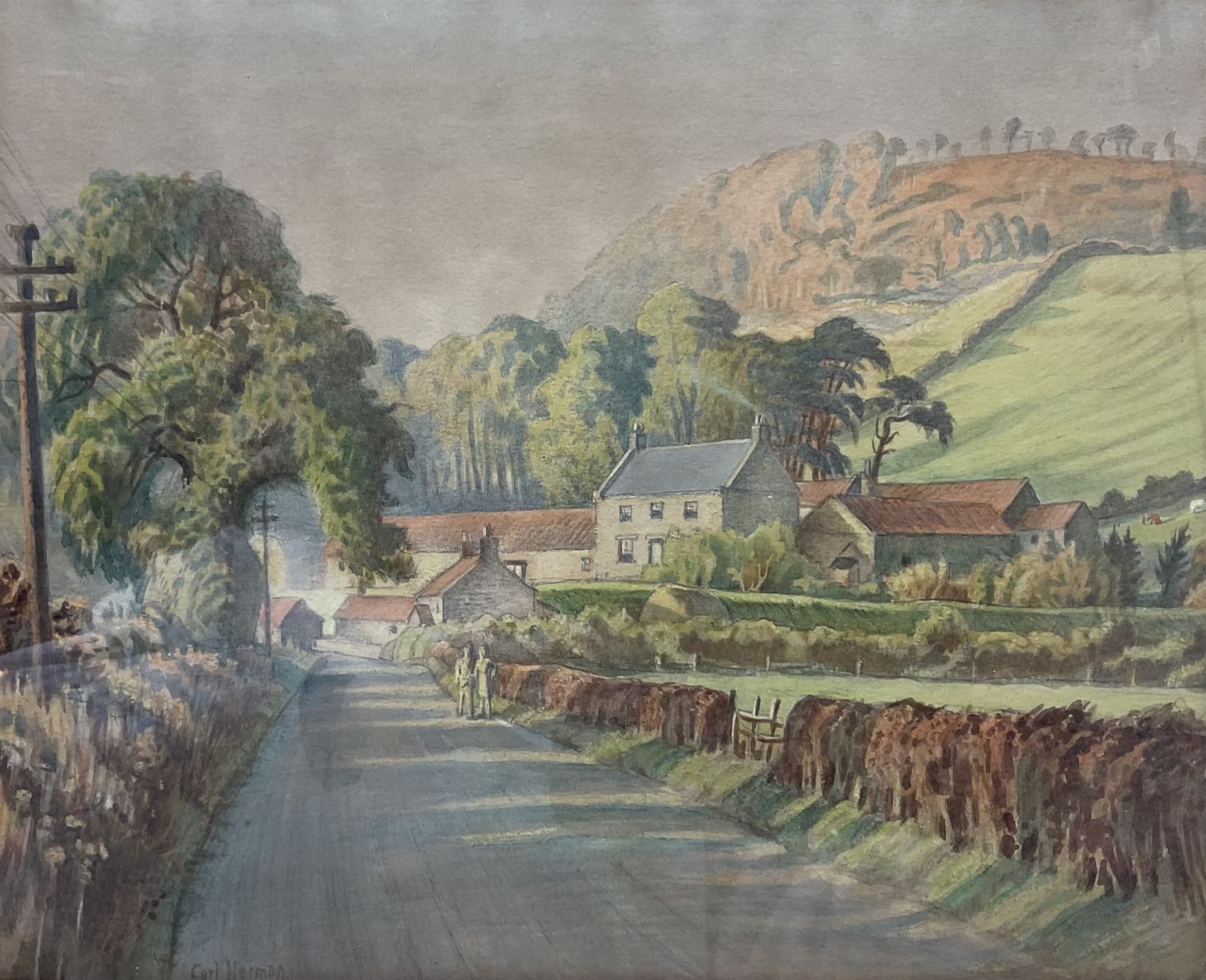 Carl Herman (Scarborough 1887-1955): 'The Road to the Everley' - Hackness, watercolour signed, titled in a later hand verso 28cm x 35cm 