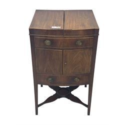 Part canteen of silver plated cutlery, including ivorine handled table and dessert knives, table forks, dessert forks, dessert spoons, teaspoons and soup spoons, all contained within a canteen cabinet converted from a George III mahogany enclosed wash stand