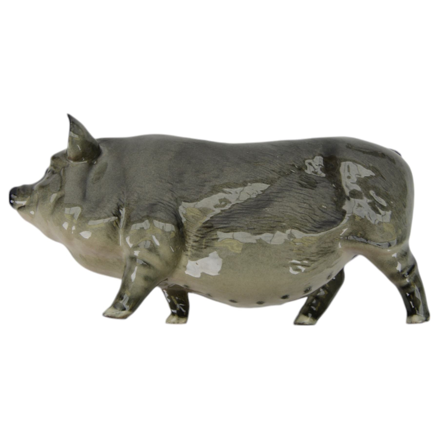 Three Beswick pigs, comprising Saddleback, Vietnamese and Berkshire Boar and a Wensleydale sheep 