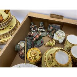 Canterbury tea and dinner service decorated with fruit on a yellow ground with gilt detail, together with Baroness tea service and other ceramics and collectables, in three boxes