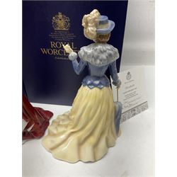 Three Royal Worcester figures, comprising Glyndebourne, with original box, Royal Worcester Special Even 1998 Elizabeth, with certificate and original box, and In Celebration of the Queens 80th Birthday 2006 