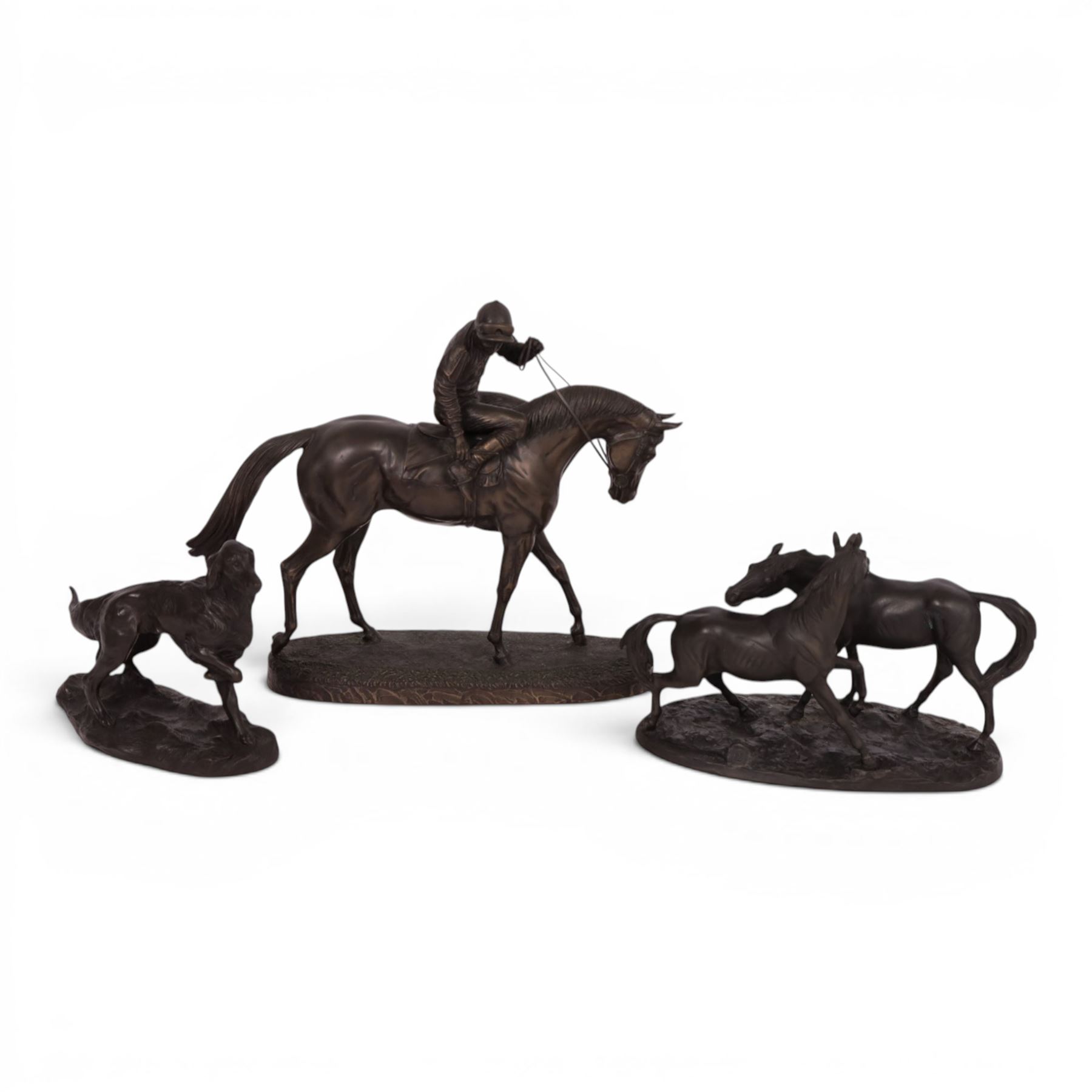After David Geenty, composite figure At the Start, together with two Heredities figures, Mare and Stallion and Setter,  largest H28cm