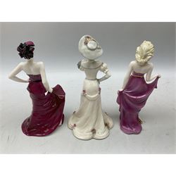 Three Coalport figures to include 'Ladies of Fashion' 'Sophisticated Lady' and 'Serenity' and 'West End Girls' Marilyn
