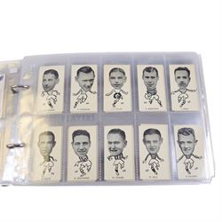 Collection of 1930s and later Football related trading and cigarette cards, including complete set of sixteen 1936 Topical Times Panel Portraits of Star Footballers, collection of further 1930s Footballer Panel Portraits, complete set of twenty-five 1955 The Wizard Famous Footballer cards, complete set of fifty Wills Association Footballers 1935, complete set of fifty Godfrey Phillips International Caps cards, etc, housed in three albums
